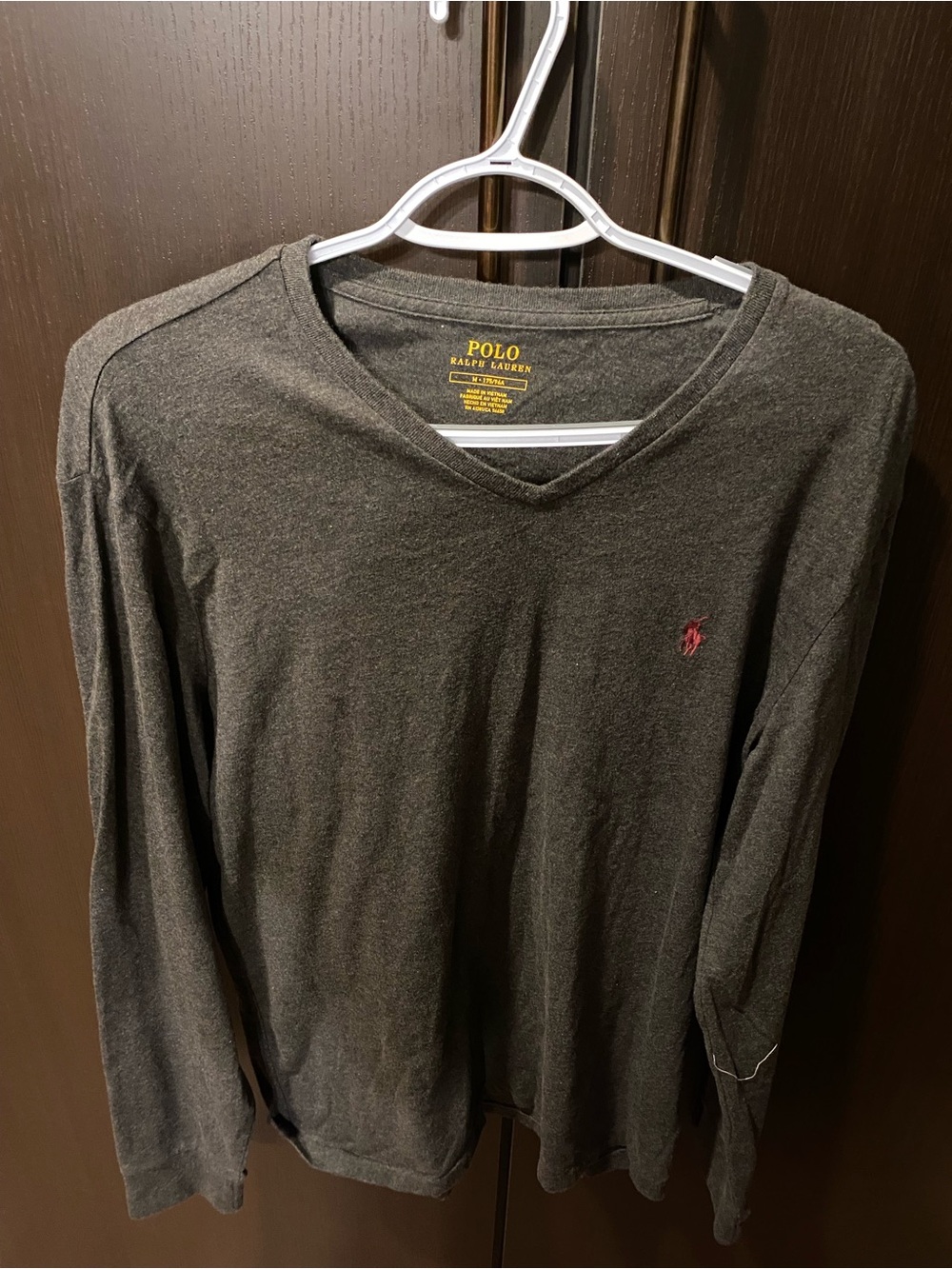 Polo by Ralph Lauren Charcoal V-Neck Sweater with Red Pony